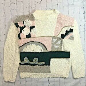 On Cue 80's Vintage Chenille PInk Sweater